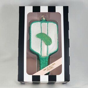 Pickleball Christmas Ornament NIB Glass Sparkly Paddle in Box Oak Lane Boutique